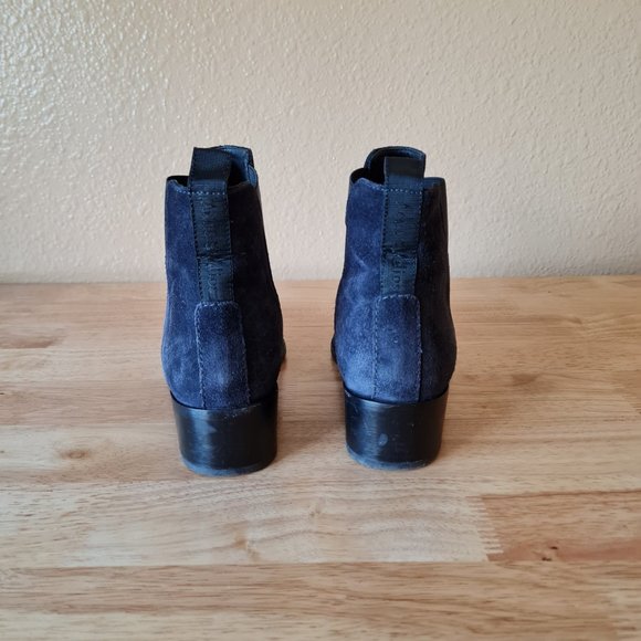 Acne Studios Jensen Ankle Boots Navy Blue Suede Pointed Almond Toe 39 Chelsea 9 - Picture 3 of 5